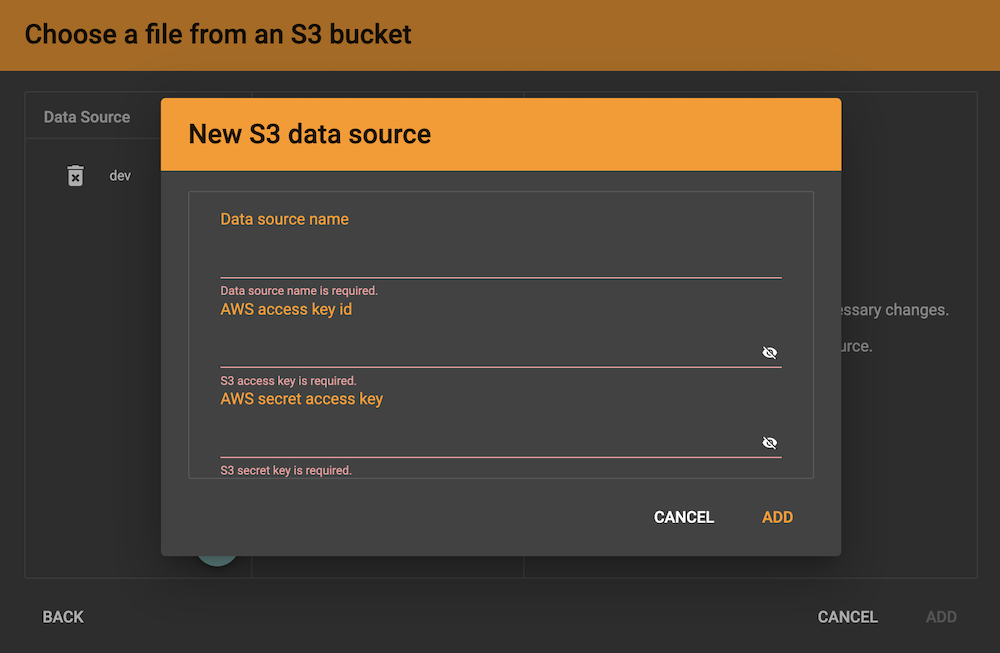 new s3 data source