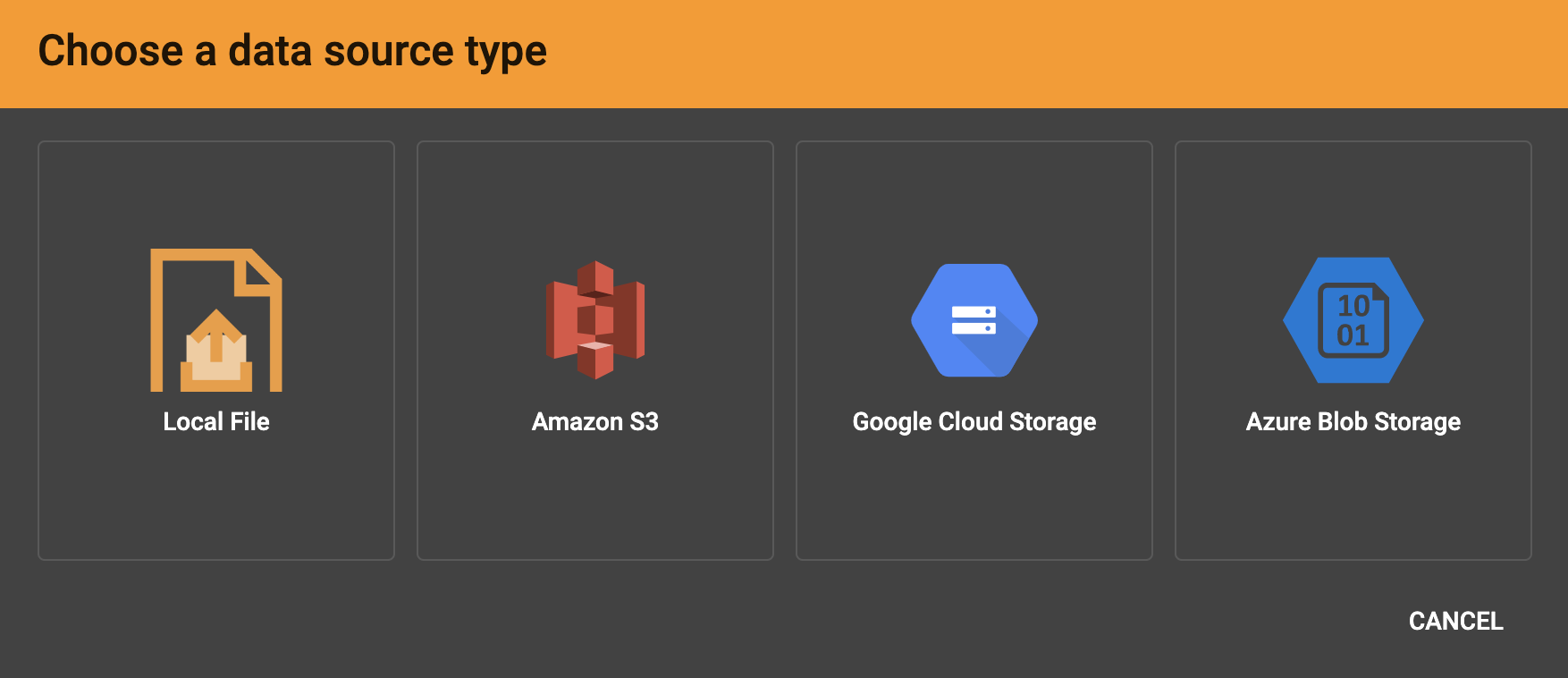 choose a data source type